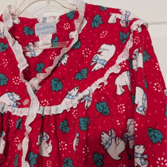 Lanz of Salzburg Flannel Polar Bear Nightgown Womens Size Small Red Oversized - Picture 3 of 7
